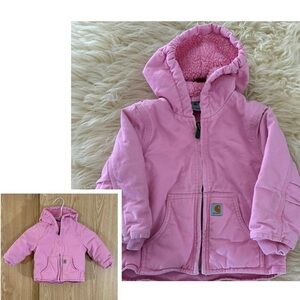 Carhartt Baby Soft Pink Sherpa Lined Duck Canvas Hooded Winter Jacket